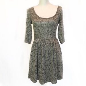 Buttons Knit Scoop Neck Grey Fleck Dress